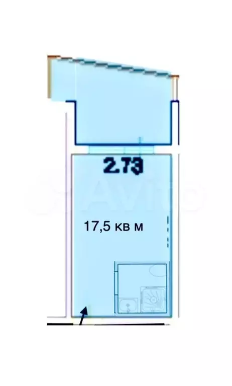 Квартира-студия, 17,5 м, 1/9 эт. - Фото 0