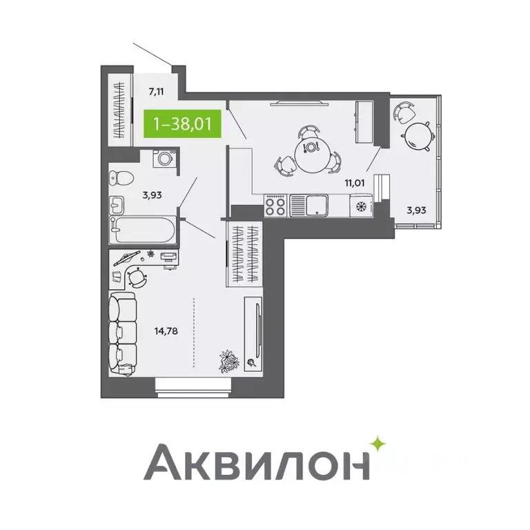 1-к кв. архангельская область, северодвинск ул. мира, 5 (38.01 м) - Фото 0