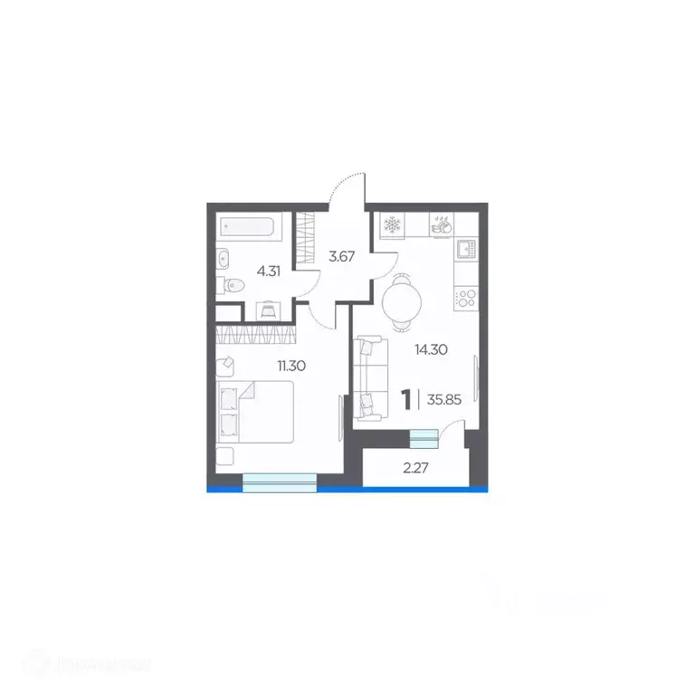 1-к кв. Рязанская область, Рязанский район, Дядьковское с/пос, с. ... - Фото 2