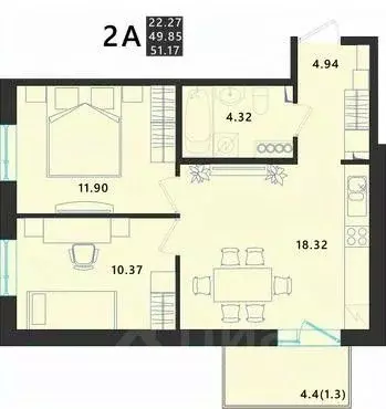 2-к кв. Псковская область, Псковский район, Завеличенская волость, д. ... - Фото 1