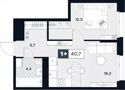 1-комнатная квартира: Москва, Лодочная улица, 27к2 (40.7 м) - Фото 0