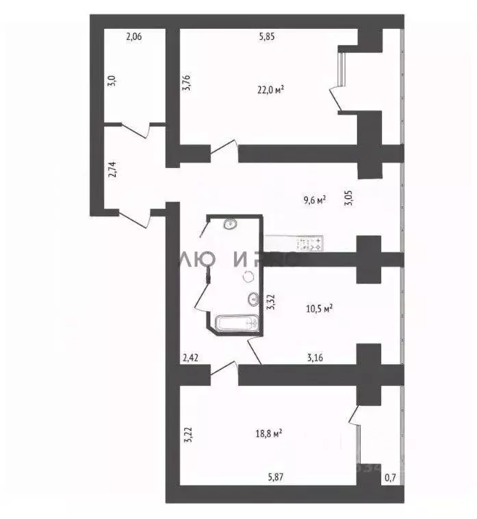 3-к кв. Башкортостан, Уфа ул. Мустая Карима, 28 (93.5 м) - Фото 1