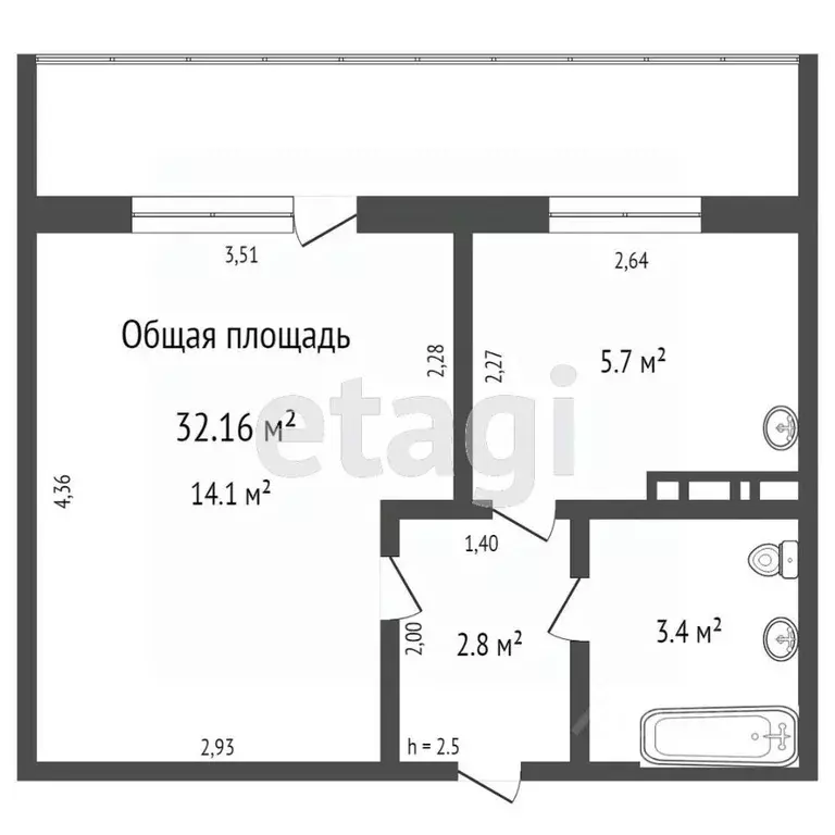 1-к кв. Томская область, Томск Солнечный мкр, ул. Бирюкова, 15 (39.5 ... - Фото 1