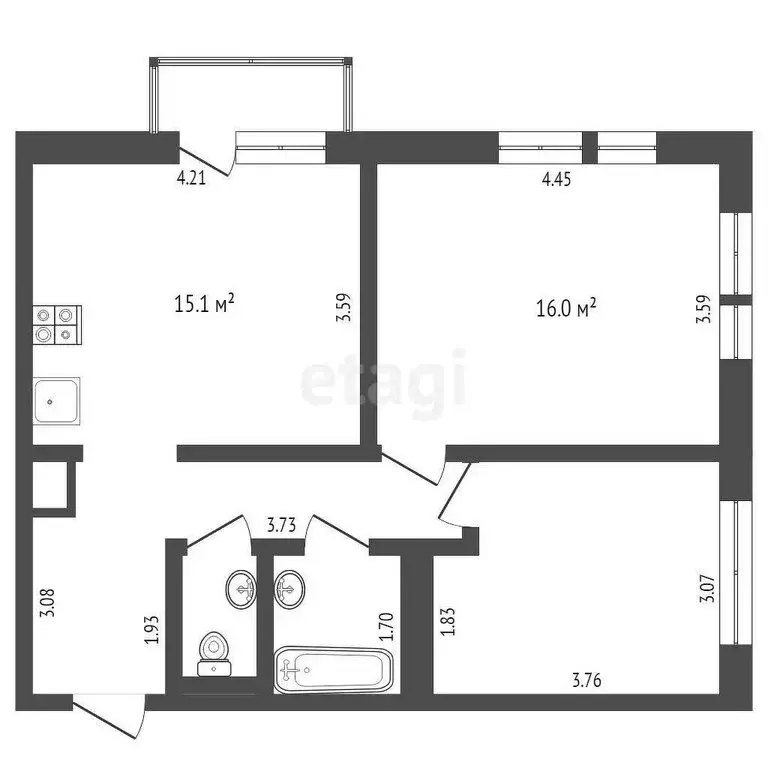 2-комнатная квартира: Тюмень, Полевая улица, 117к7 (55.3 м) - Фото 0