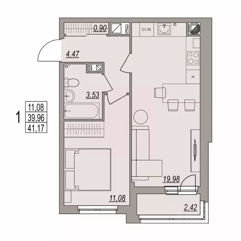 1-к кв. Волгоградская область, Волгоград ул. Дымченко, 9 (41.17 м) - Фото 1