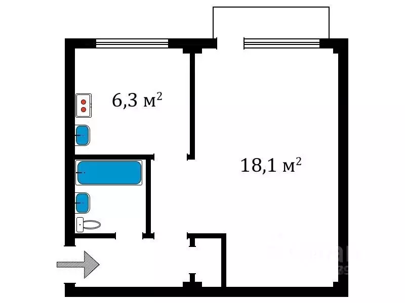 1-к кв. Пермский край, Пермь ул. Академика Веденеева, 88 (30.5 м) - Фото 2