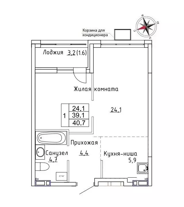 Квартира-студия: Новый, улица Ленина, 6с1 (40.7 м) - Фото 0