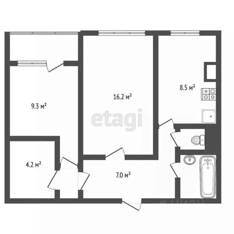 2-к кв. Удмуртия, Ижевск Клубная ул., 54 (51.0 м) - Фото 1