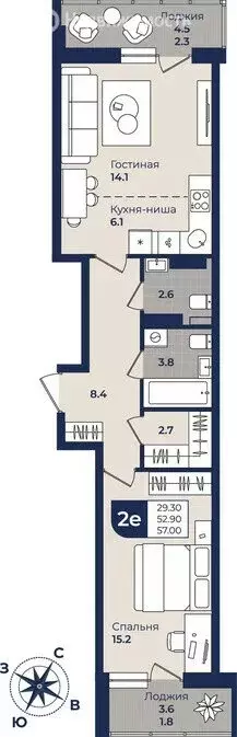 2-комнатная квартира: Пермь, улица Семченко, 8 (56.7 м) - Фото 0