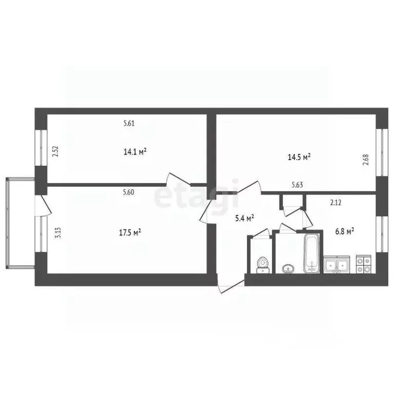 3-к кв. Ярославская область, Данилов ул. Шарохина, 22 (62.2 м) - Фото 1
