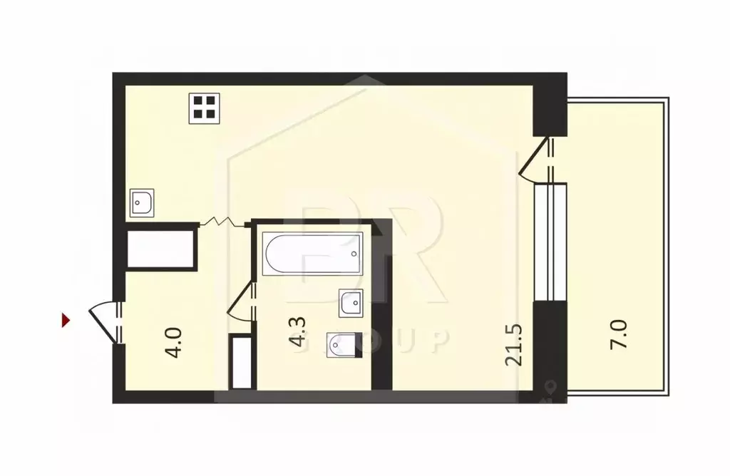 Студия Санкт-Петербург Союзный просп., 10 (29.8 м) - Фото 1