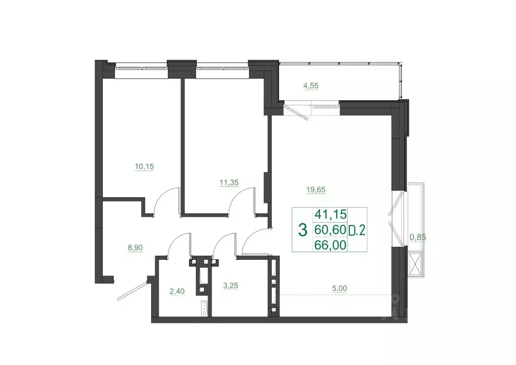 3-к кв. Красноярский край, Красноярск Мясокомбинат мкр, 1 (66.0 м) - Фото 1