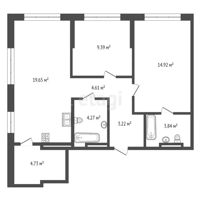 2-комнатная квартира: Тюмень, Харьковская улица, 72Б (64.7 м) - Фото 0