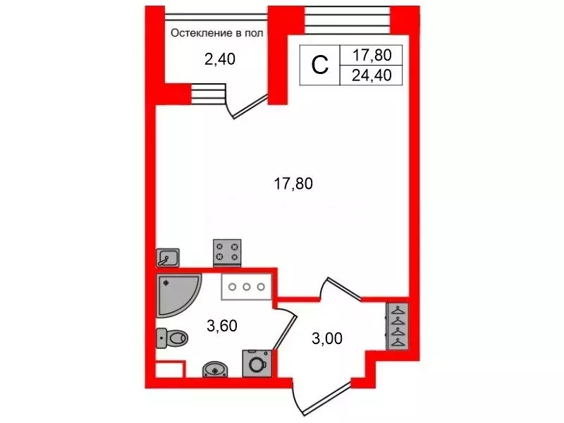 Квартира-студия: Санкт-Петербург, Кубинская улица, 76к1 (24.4 м) - Фото 1