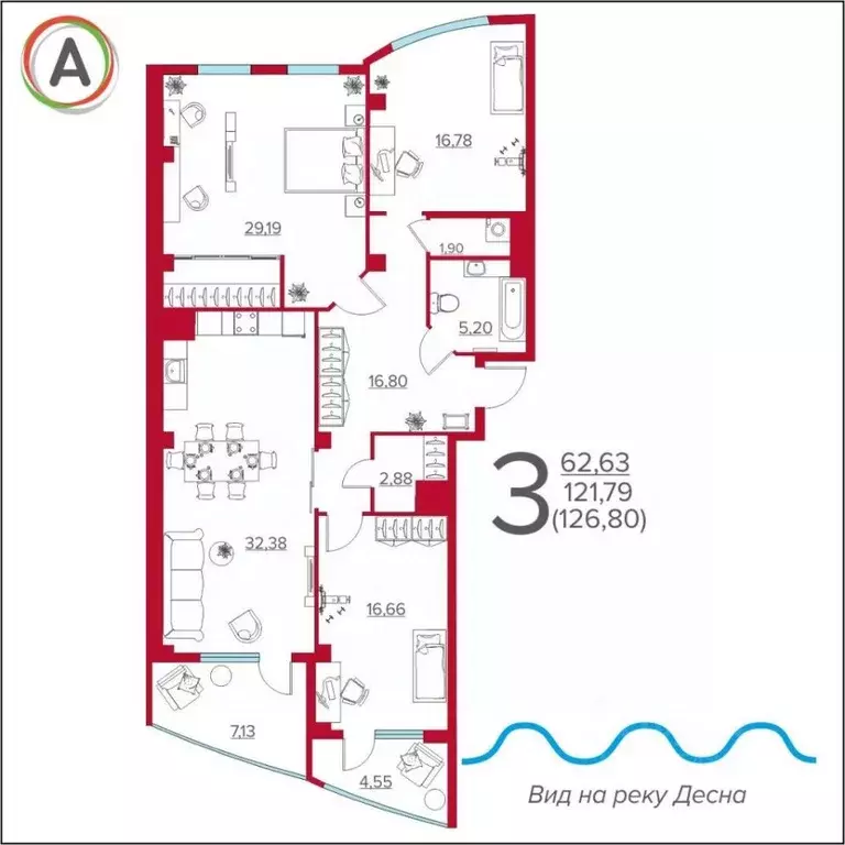 3-к кв. Брянская область, Брянск Московский мкр, 60 (126.28 м) - Фото 1