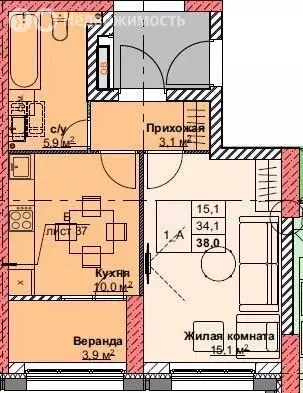 1-комнатная квартира: Владивосток, жилой комплекс Каштановый двор (38 ... - Фото 1