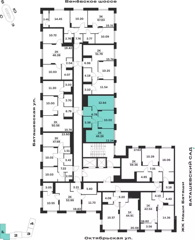 2-к кв. Тульская область, Тула ул. Самоварная, 21/1 (46.26 м) - Фото 2