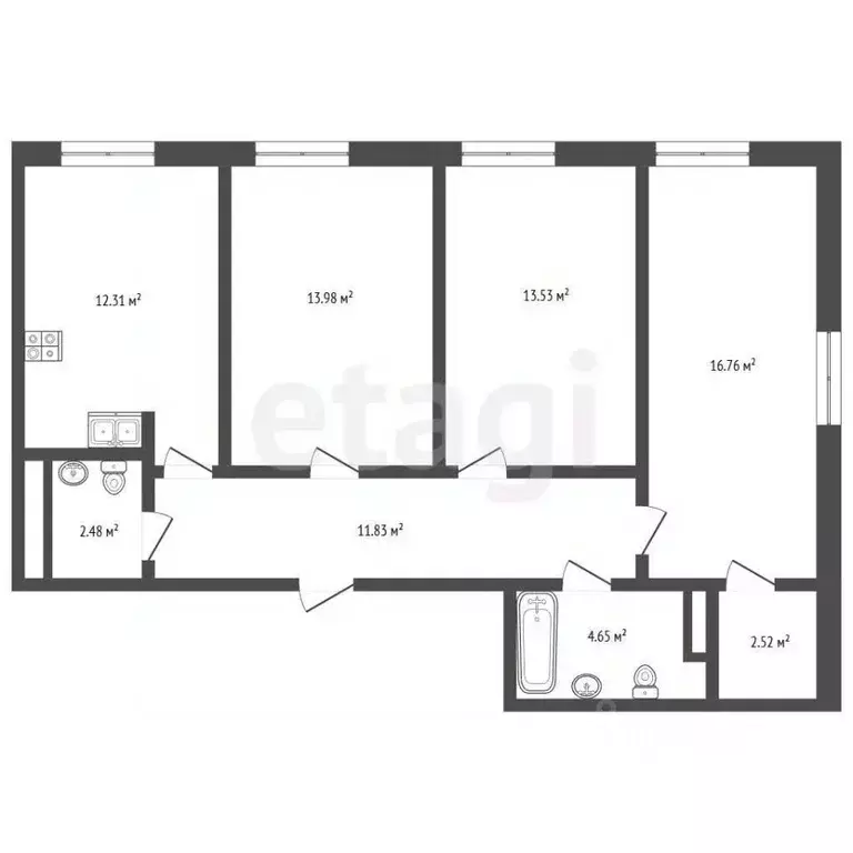 3-к кв. Ямало-Ненецкий АО, Новый Уренгой Созидателей мкр, 5/1 (78.5 м) - Фото 2
