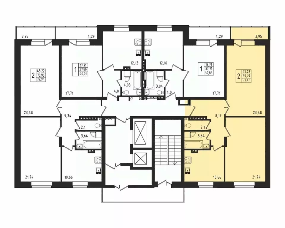 2-к кв. Новосибирская область, Новосибирск Вилюйская ул., 1 (70.1 м) - Фото 0
