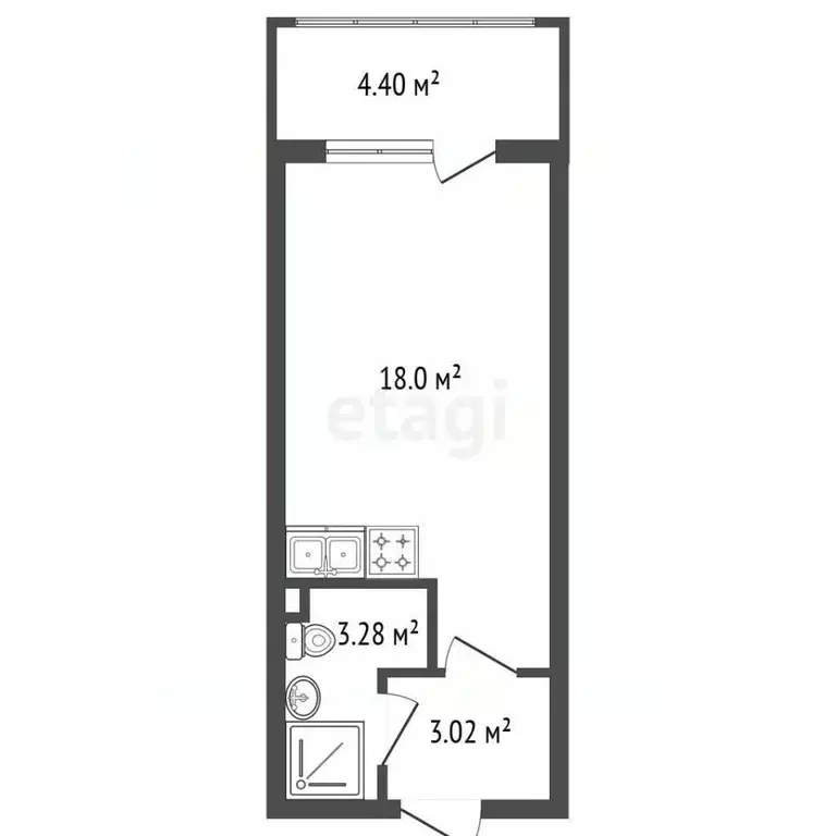 Студия Санкт-Петербург пос. Стрельна, просп. Буденного, 20к1 (24.3 м) - Фото 2