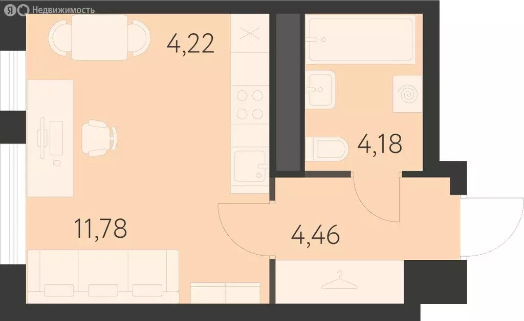 Квартира-студия: Екатеринбург, улица Академика Ландау, 41 (24.64 м) - Фото 0