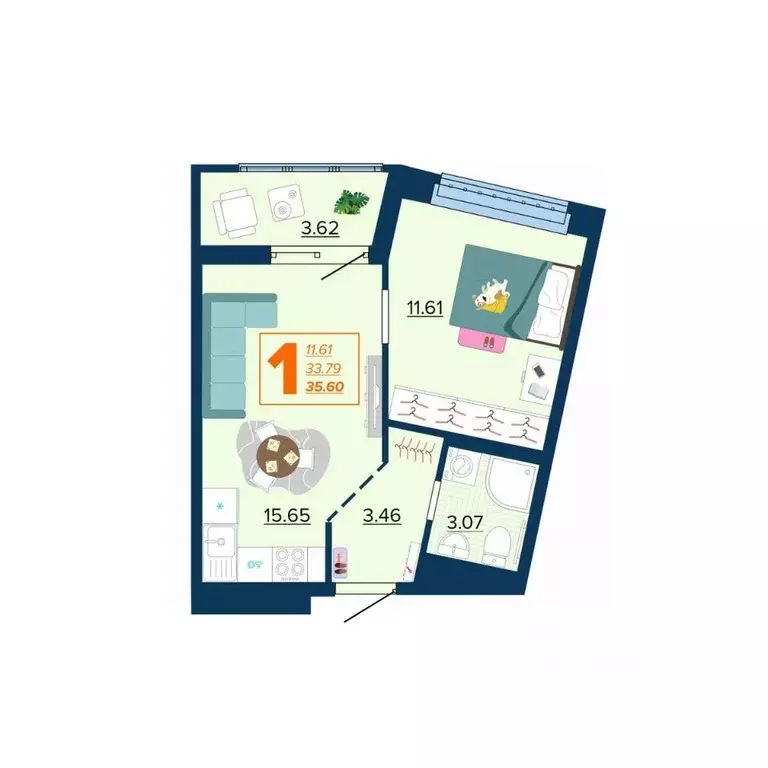 1-к кв. Брянская область, Брянск Московский мкр, Микрорайон Акватория ... - Фото 0