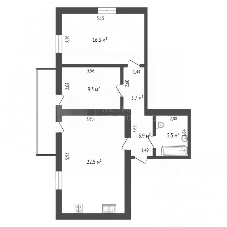 2-к кв. Тюменская область, Тюмень Широтная ул., 19к1 (61.2 м) - Фото 1