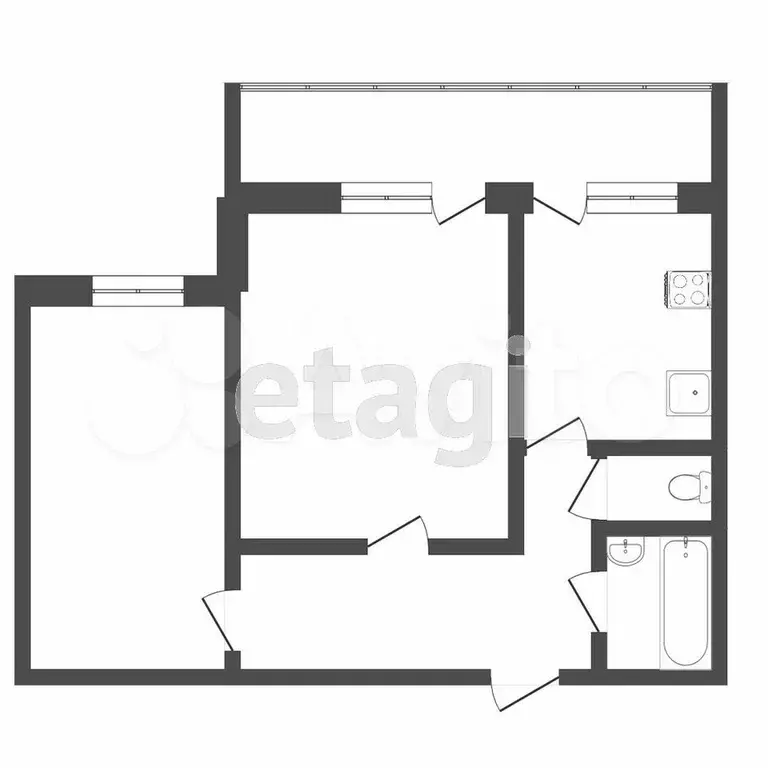 2-к. квартира, 45,4 м, 6/9 эт. - Фото 0