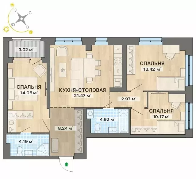 3-комнатная квартира: Екатеринбург, жилой район Уралмаш, жилой . - Фото 0