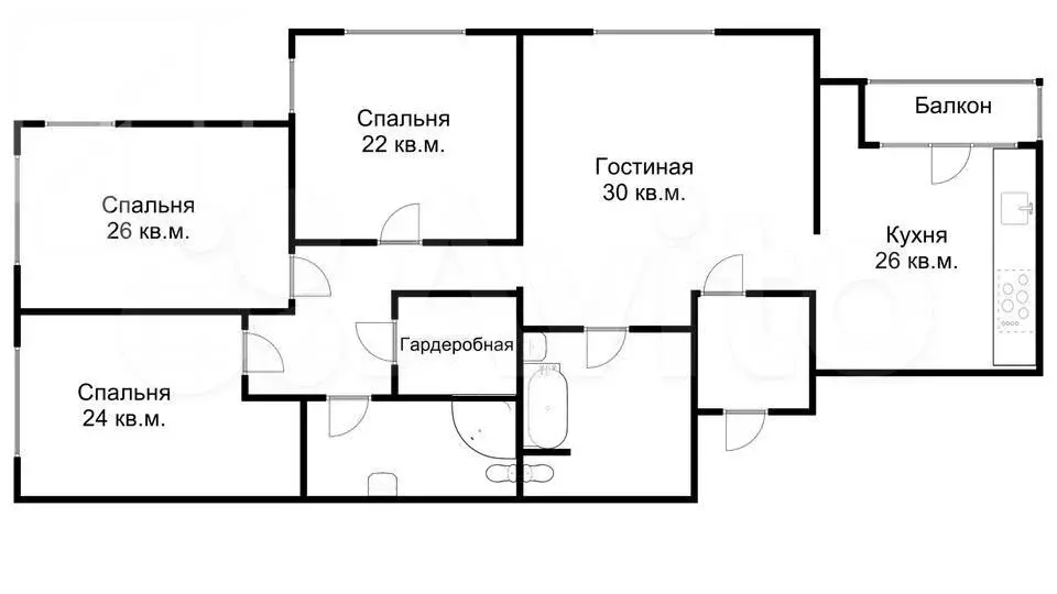 4-к. квартира, 161 м, 8/57 эт. - Фото 0