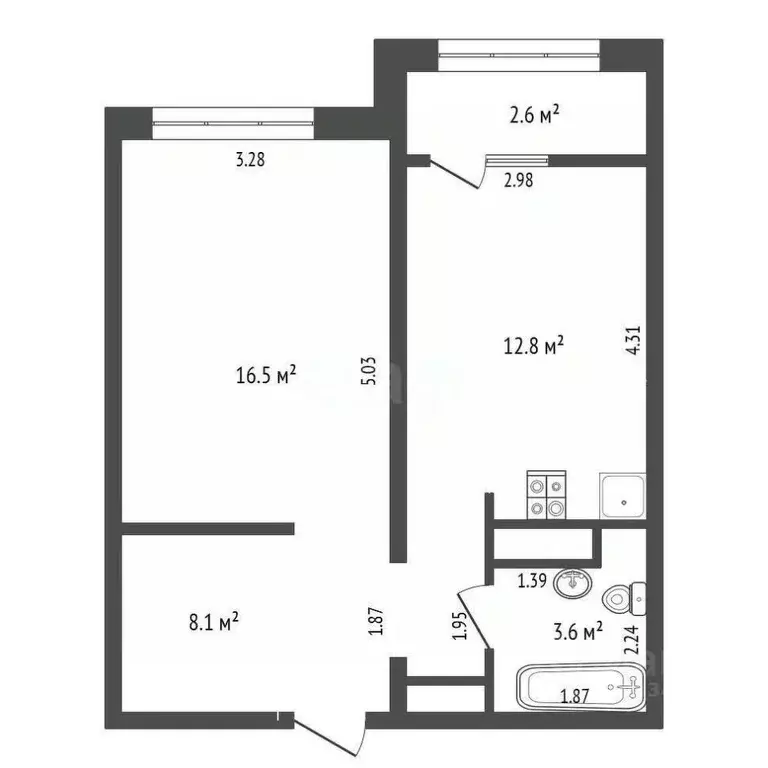 1-к кв. Тюменская область, Тюмень ул. Василия Подшибякина, 21 (41.0 м) - Фото 0