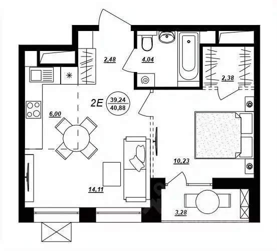 2-к кв. Хабаровский край, Хабаровск ул. Демьяна Бедного (40.88 м) - Фото 1