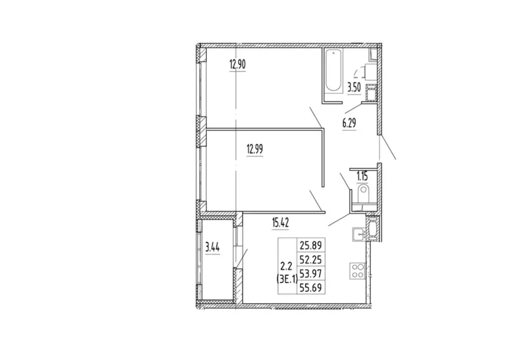 Продаётся 2-к квартира, 52.25 м - Фото 1
