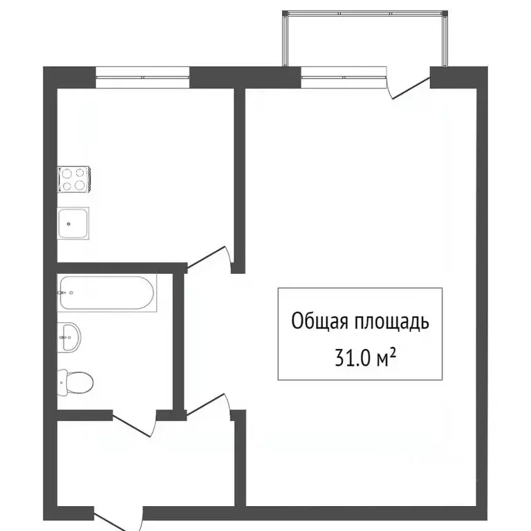 1-к кв. Томская область, Томск ул. Артема, 19 (30.3 м) - Фото 2