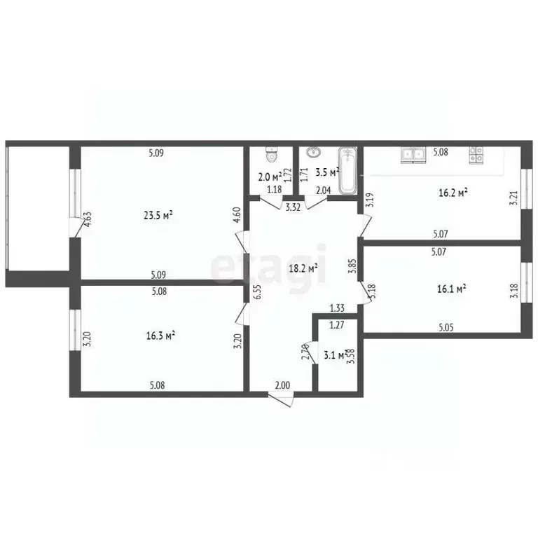 3-к кв. Алтайский край, Барнаул Лазурная ул., 19 (98.9 м) - Фото 2