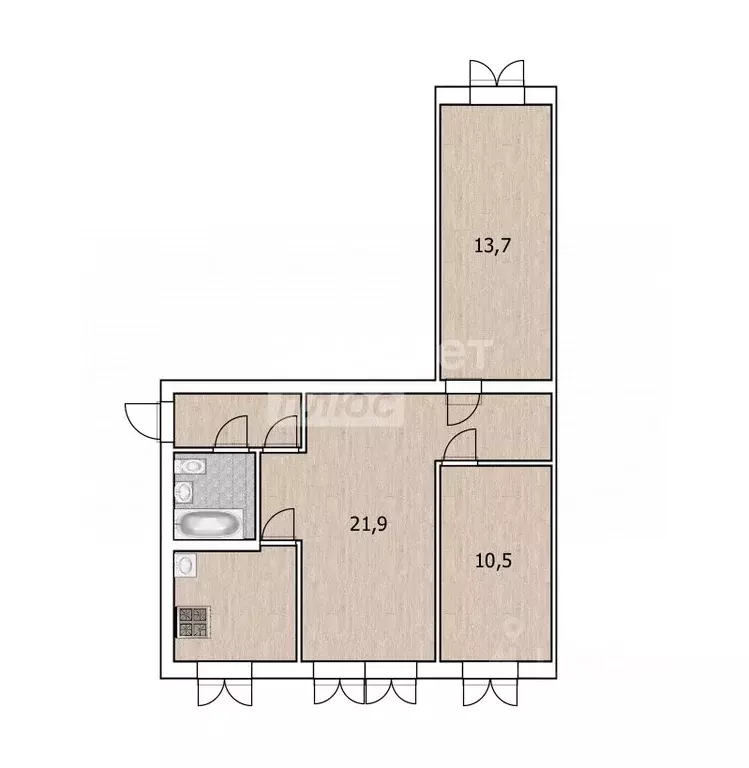 3-к кв. Тюменская область, Тюмень Ямская ул., 98 (58.0 м) - Фото 1