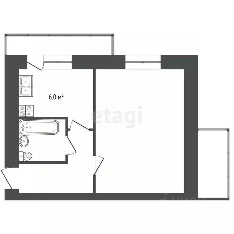 1-к кв. Хабаровский край, Николаевск-на-Амуре ул. Луначарского, 132 ... - Фото 1