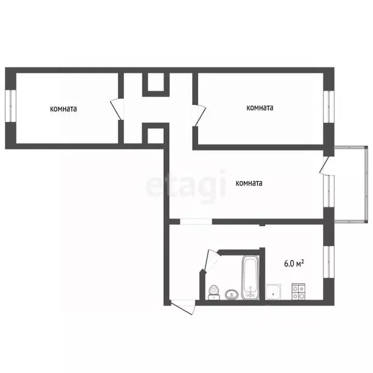 3-к кв. Севастополь просп. Генерала Острякова, 123 (58.0 м) - Фото 1