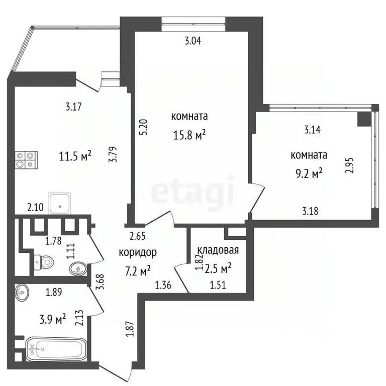 2-к кв. Московская область, Мытищи ул. Колпакова, 10 (52.3 м) - Фото 2