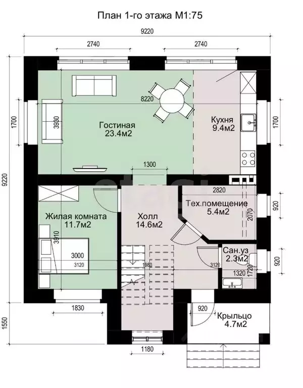 Дом в Татарстан, Лаишевский район, с. Сокуры, Новые Сокуры- 3 кп ул. ... - Фото 2