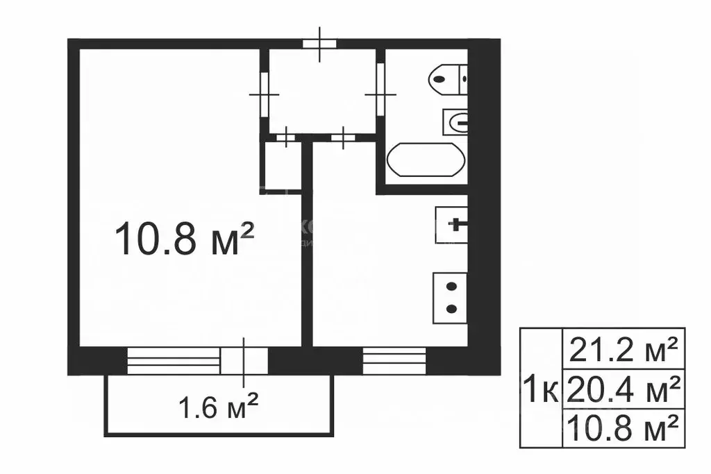 1-к кв. Владимирская область, Владимир ул. Егорова, 10а (20.4 м) - Фото 2