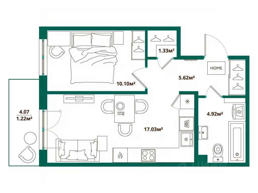 1-к кв. Ленинградская область, Ломоносовский район, Аннинское ... - Фото 1