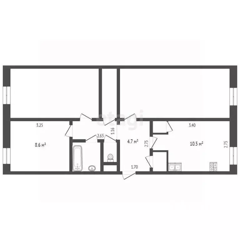 3-к кв. Ямало-Ненецкий АО, Новый Уренгой Сибирская ул., 17А (70.6 м) - Фото 1