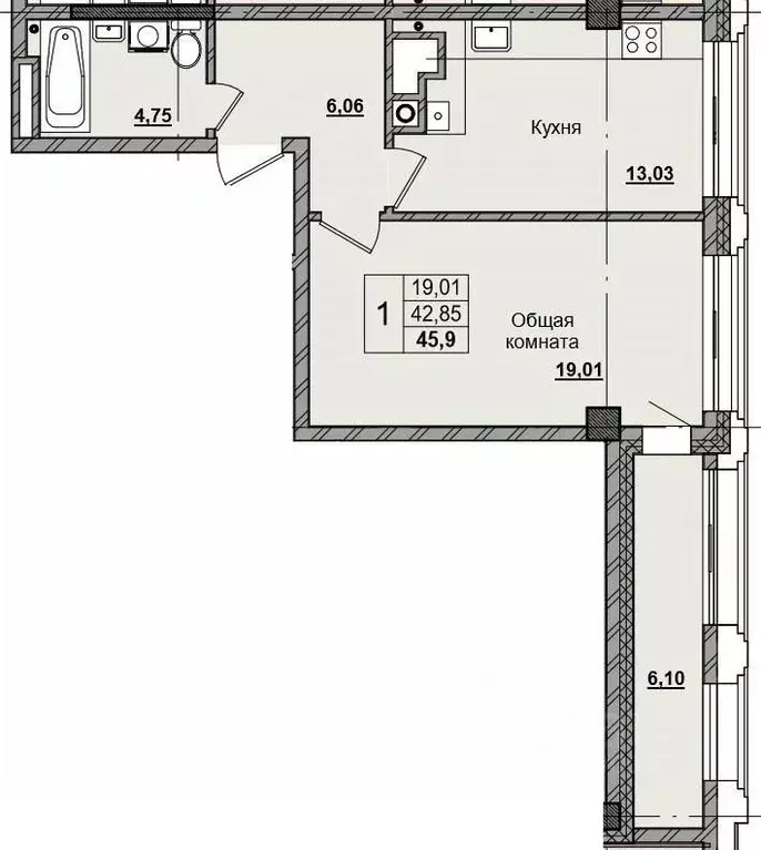 1-к кв. Саха (Якутия), Якутск ул. Красильникова, 5 (45.9 м) - Фото 0