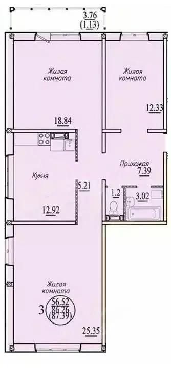 3-к кв. Новосибирская область, Новосибирск ул. В. Высоцкого, 143/6 ... - Фото 0