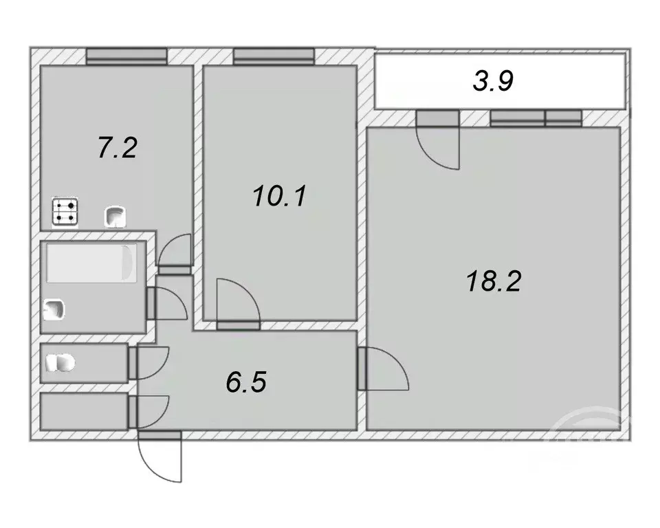 2-к кв. Санкт-Петербург просп. Косыгина, 9К2 (46.0 м) - Фото 1
