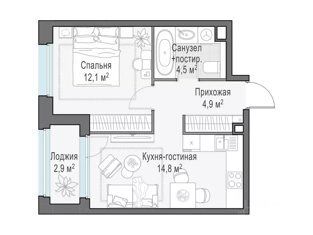 1-к кв. Московская область, Мытищи Белый Grad жилой комплекс, к11.1 ... - Фото 0