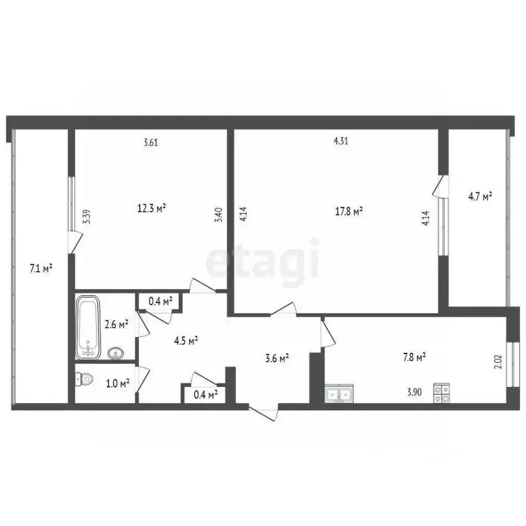 2-к кв. Севастополь просп. Октябрьской Революции, 26 (56.0 м) - Фото 2