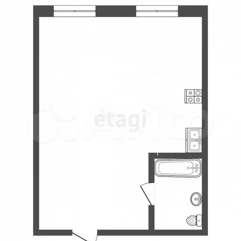 1-к. квартира, 41,8 м, 4/4 эт. - Фото 0