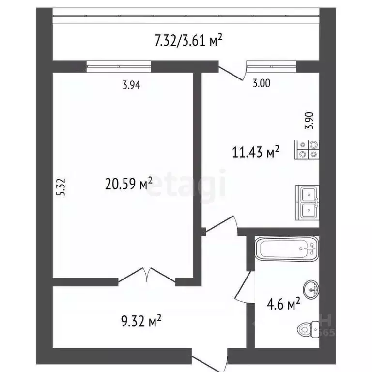1-к кв. Челябинская область, Кыштым ул. Горелова, 61 (45.9 м) - Фото 1